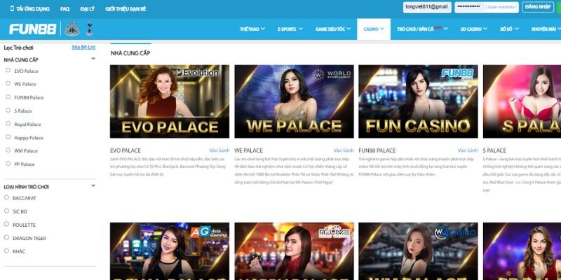 Sảnh chơi hấp dẫn tại Casino online Fun88 mà bạn cần nắm được